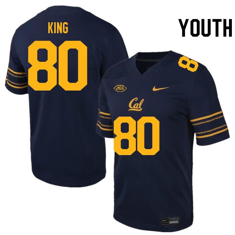 Youth #80 Jordan King California Golden Bears ACC Conference College Football Jerseys Stitched Sale-